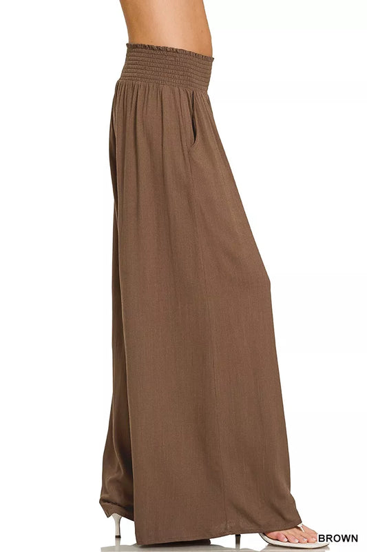 Zenana Smocked Waistband Wide Leg Lounge Pants