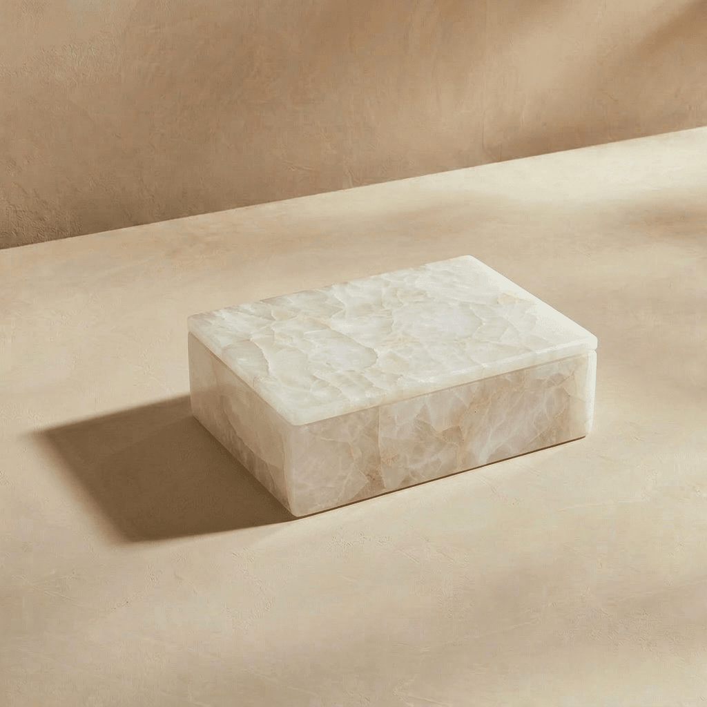 White Quartz Decorative Jewelry & Storage Box