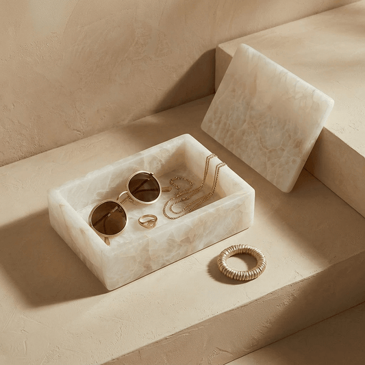 White Quartz Decorative Jewelry & Storage Box