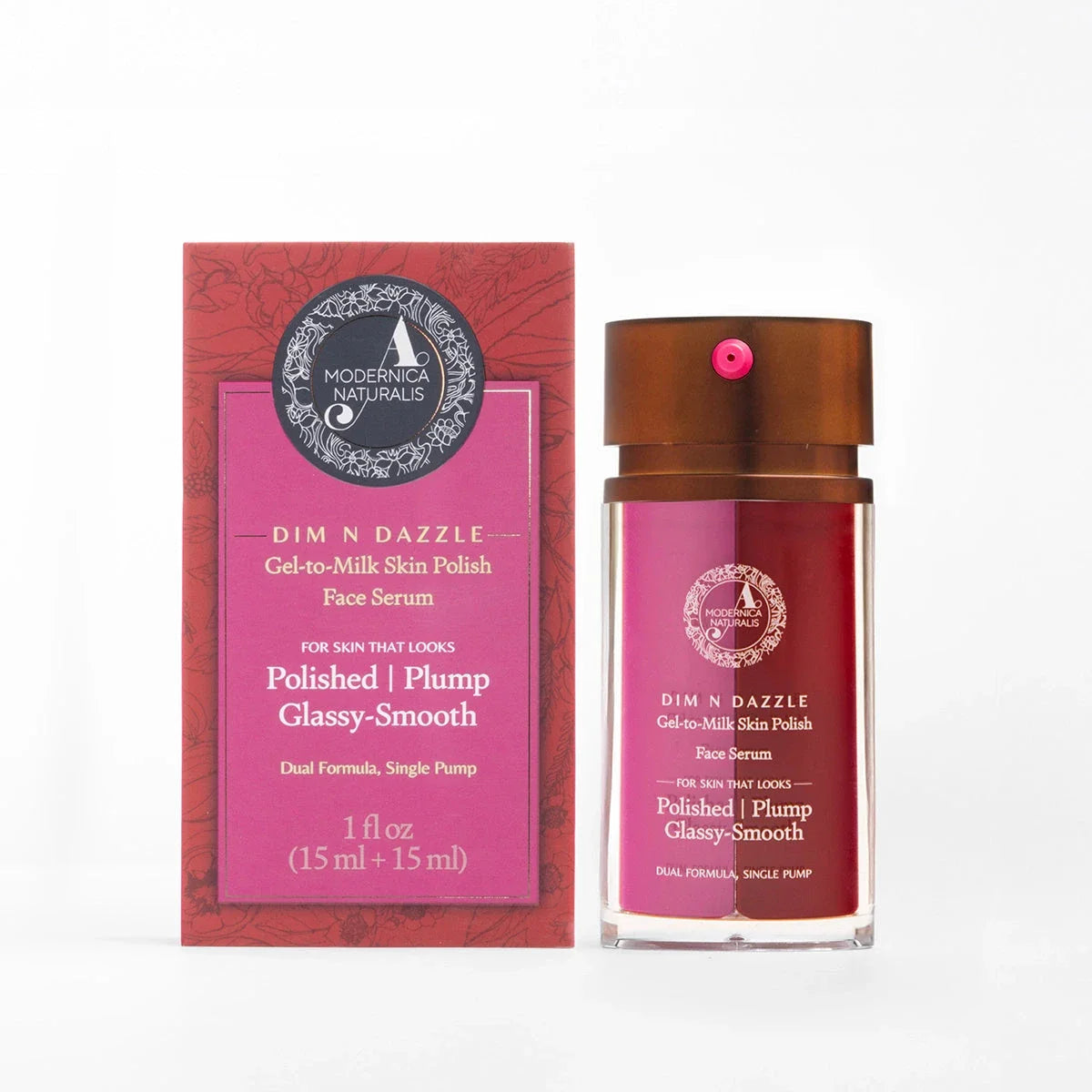 Dim N Dazzle Gel-to-Milk Skin Polish Face Serum – Even-tones and Plumps for Glassy, Polished looking skin – Enriched with Banafsha and Western Dock Plant – Best Double Serum for Polished, Plumped, Glassy-Smooth Skin