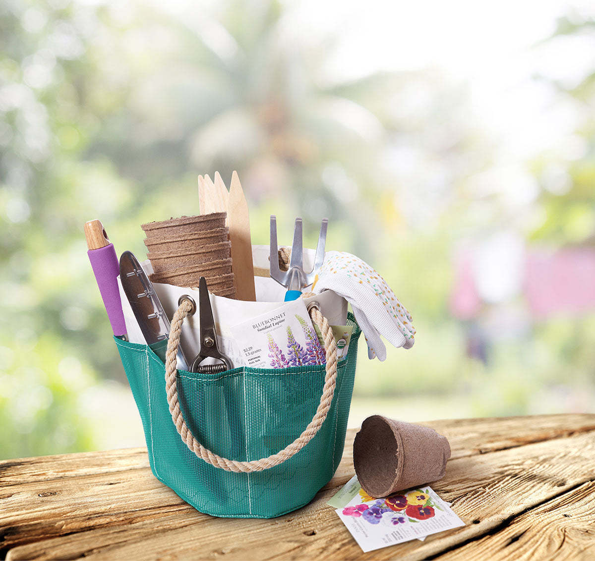 Ocean Teal Gardener's Bucket Bag