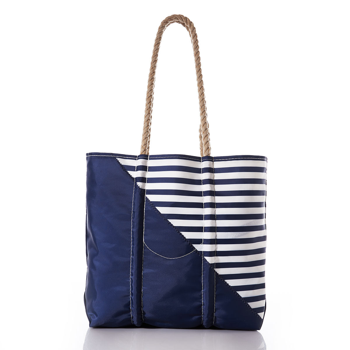 Breton Stripe White Anchor Medium Tote