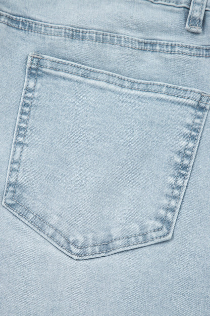 Beau Blue Frayed Cropped Straight Jeans