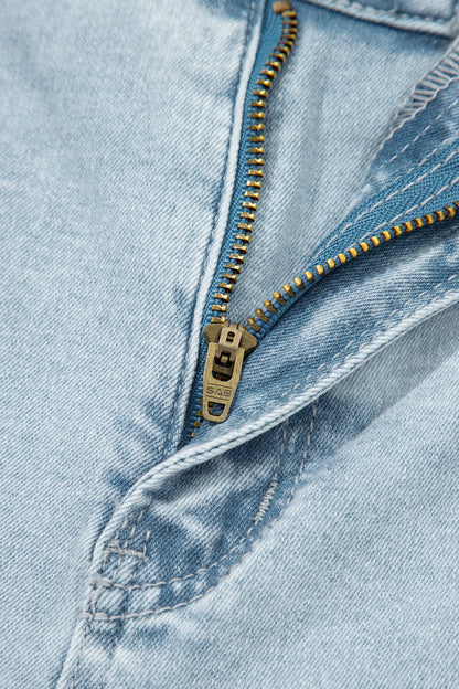 Beau Blue Frayed Cropped Straight Jeans