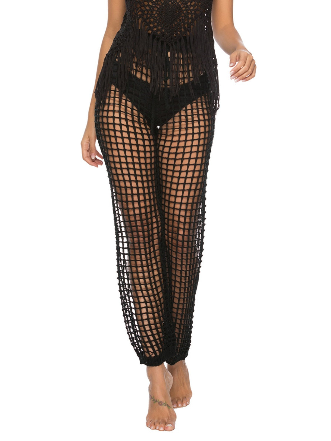 High Waist Net Coverup Pants