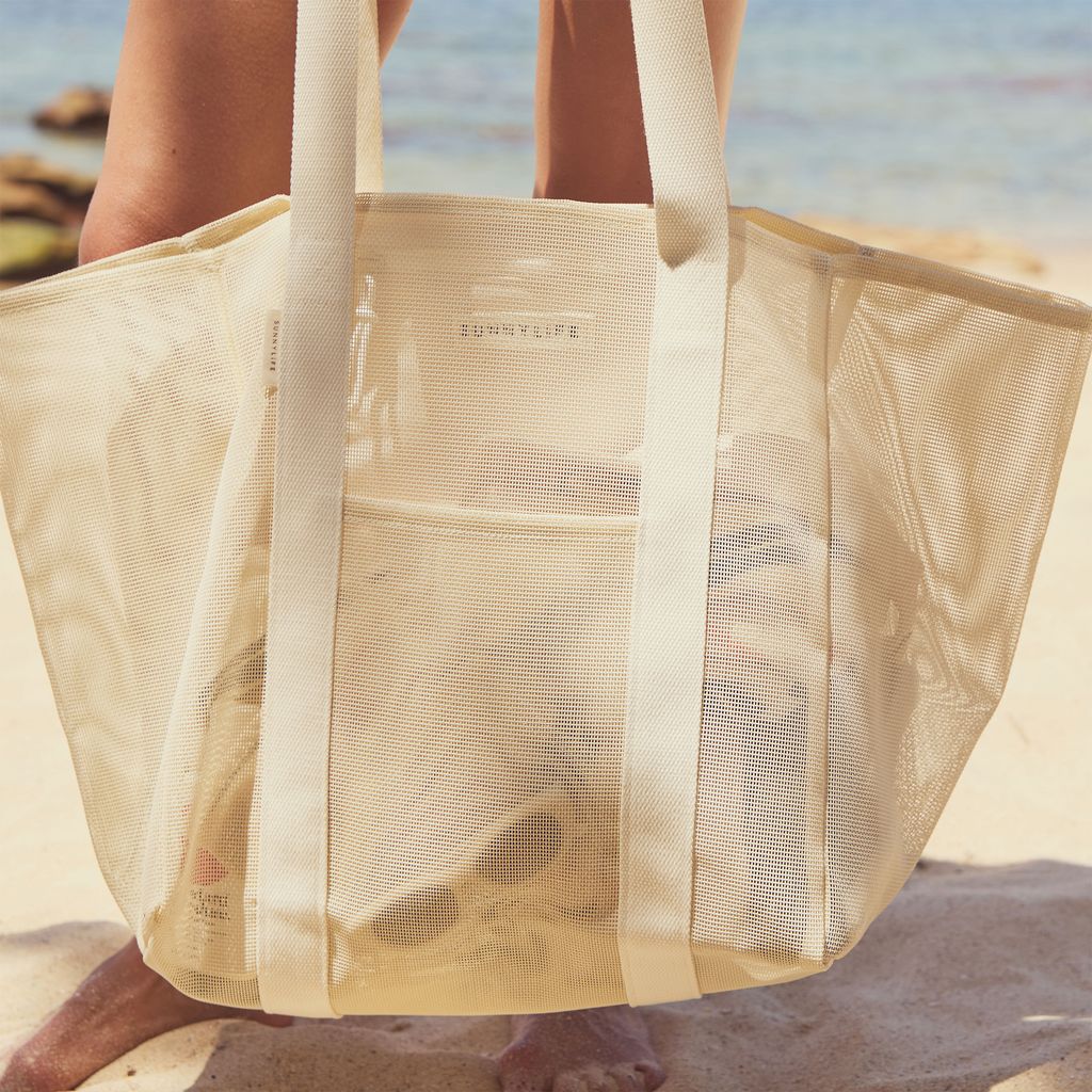 Mesh Beach Bag - Oyster Cream