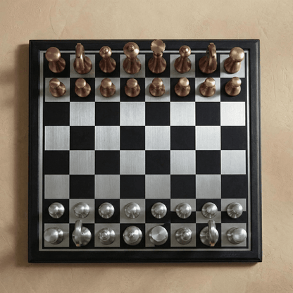 Copper and Silver Metallic Chess Set