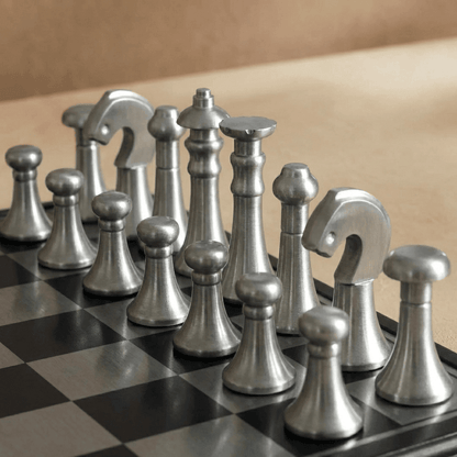Copper and Silver Metallic Chess Set