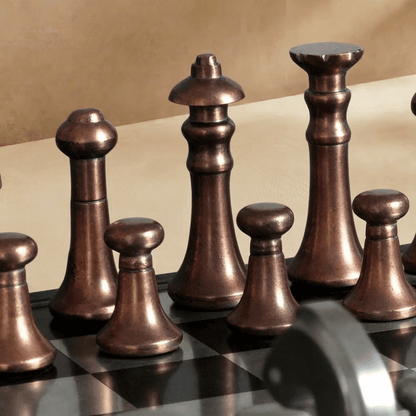 Copper and Silver Metallic Chess Set