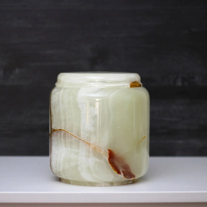 Hand-Carved Green Onyx Cremation Urn