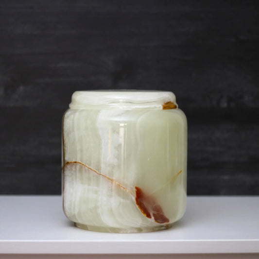 Hand-Carved Green Onyx Cremation Urn