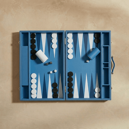 Leather Backgammon Set - Blue And Black