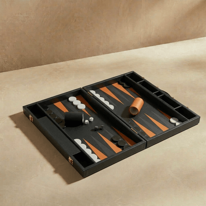 Leather Backgammon Set - Black And Brown