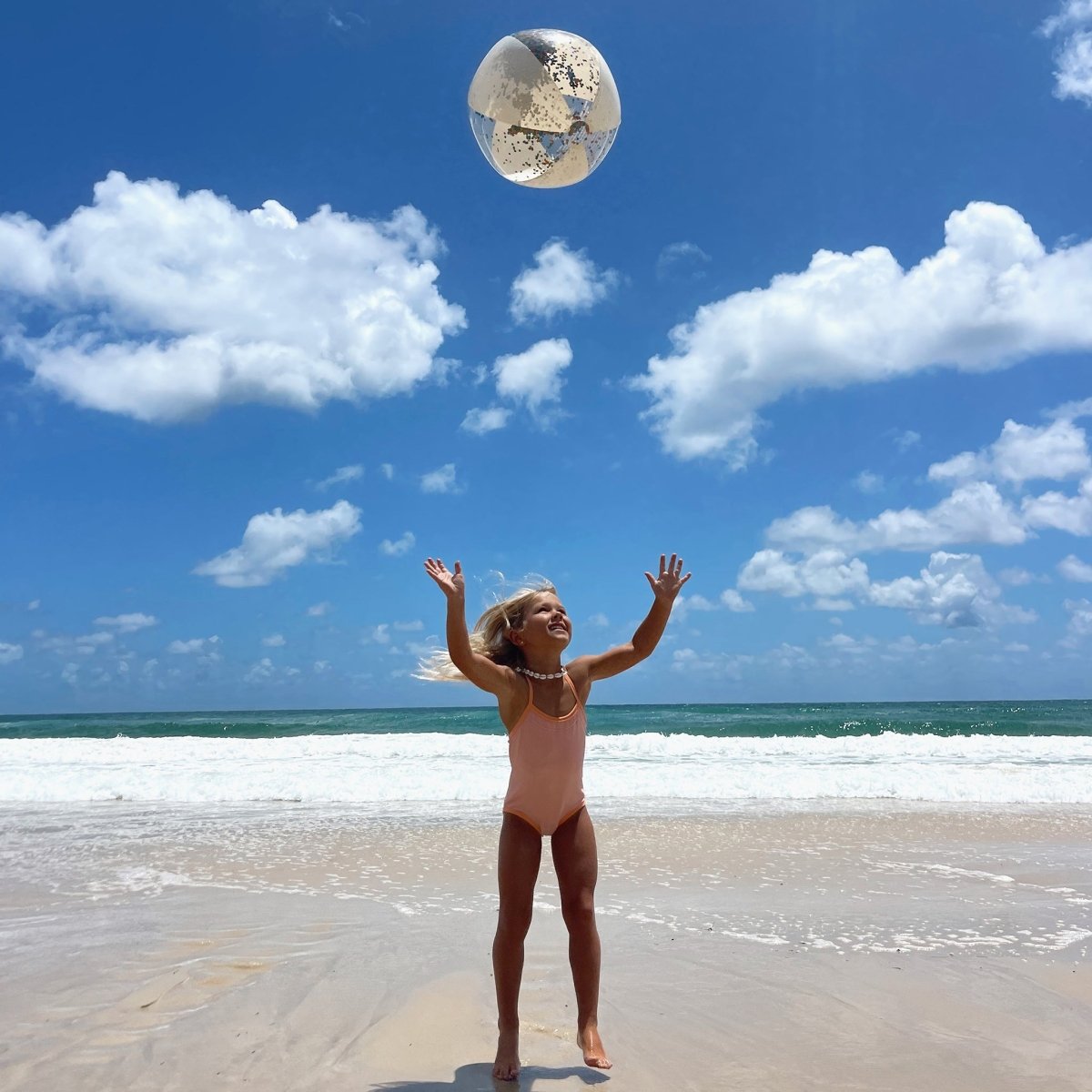 Inflatable Beach Ball - Cotton Candy Glitter