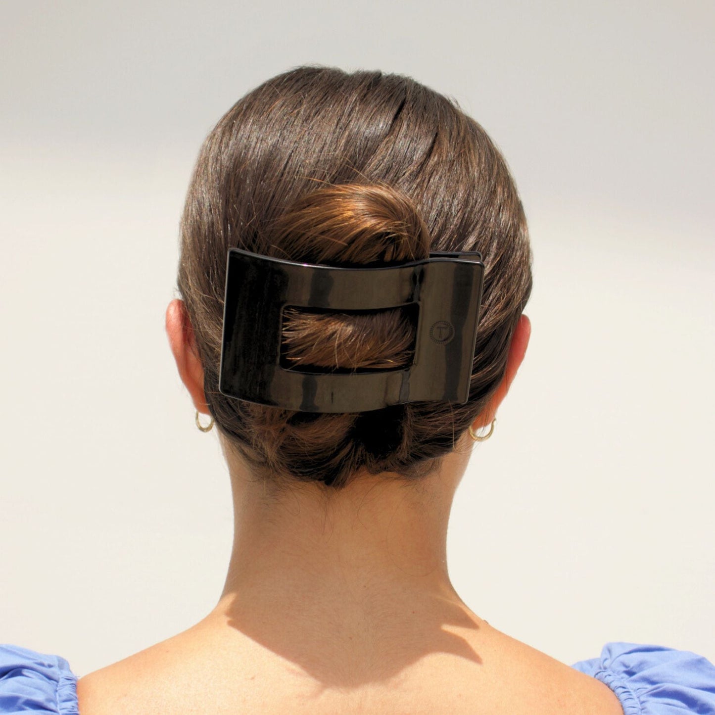 Jet Black Large Flat Rectangle Hair Clip