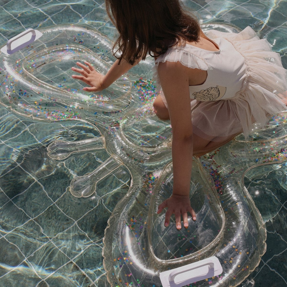 Kids Lie-On Float - Cotton Candy Glitter