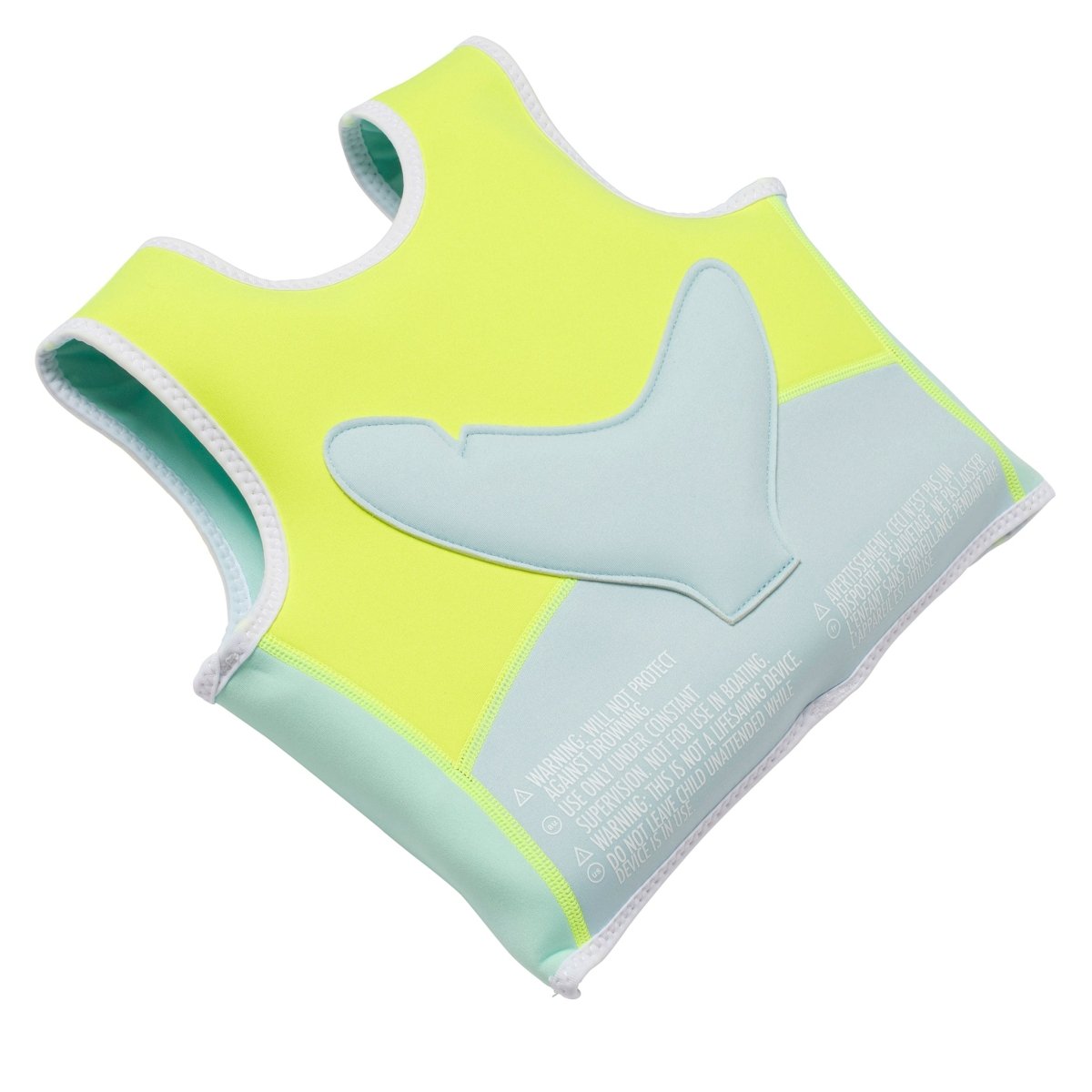 Kids Swim Vest 1-2 - Salty the Shark Neon Yellow