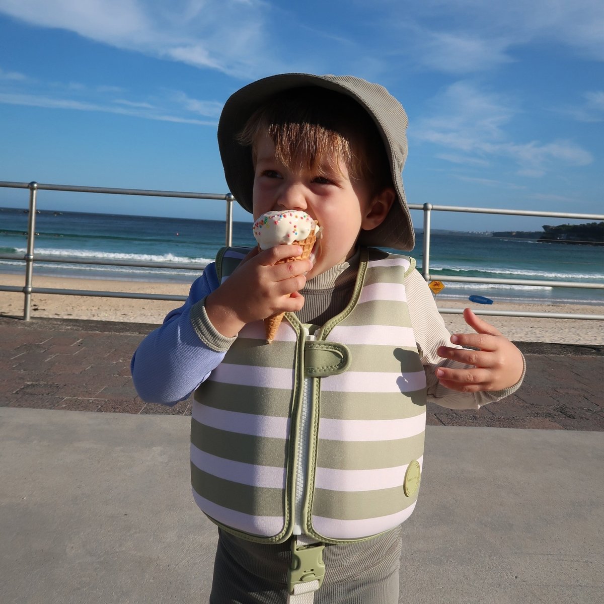 Kids Swim Vest 2-3 - Into the Wild Green Stripe