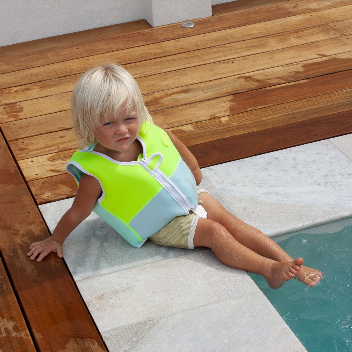 Kids Swim Vest 2-3 - Salty The Shark Neon Yellow