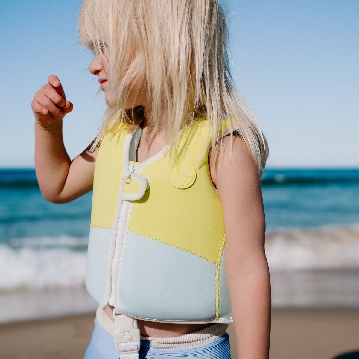 Kids Swim Vest 2-3 - Salty The Shark Neon Yellow