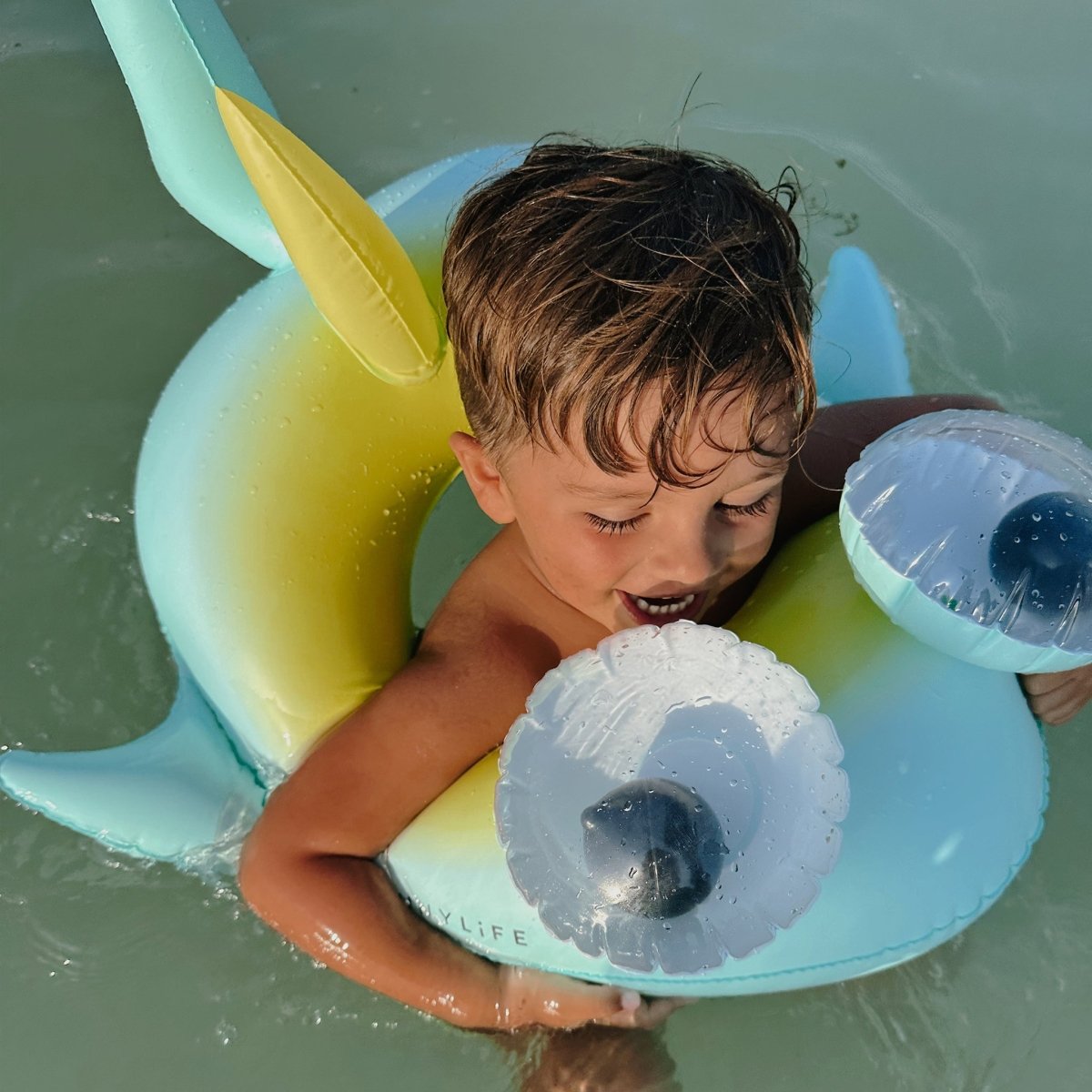 Kids Tube Pool Ring - Salty the Shark Blue