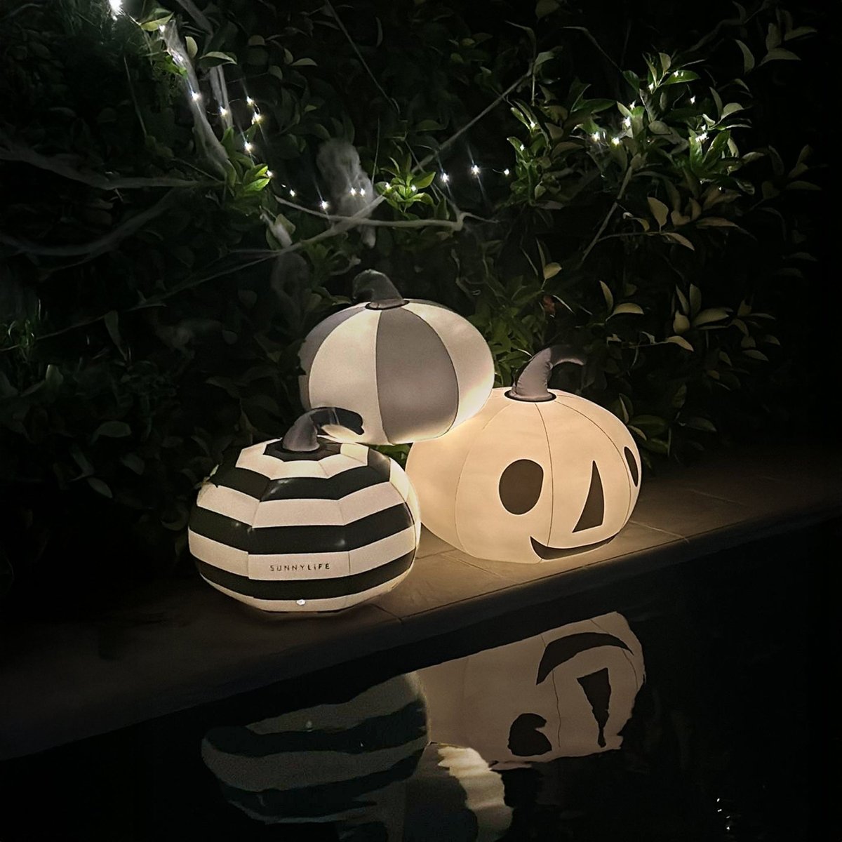 Light Up Black & White Inflatable Halloween Pumpkins Set of 3