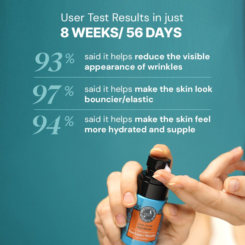 Line-Tune Face Serum – Reduces the Appearance of Fine Lines & Wrinkles – Hydrating Formula with Tamarind, Bakuchi, Arjuna, Guduchi & Peptides – Best Face Serum for Aging Skin with Fine Lines & Wrinkles - Pack of 2