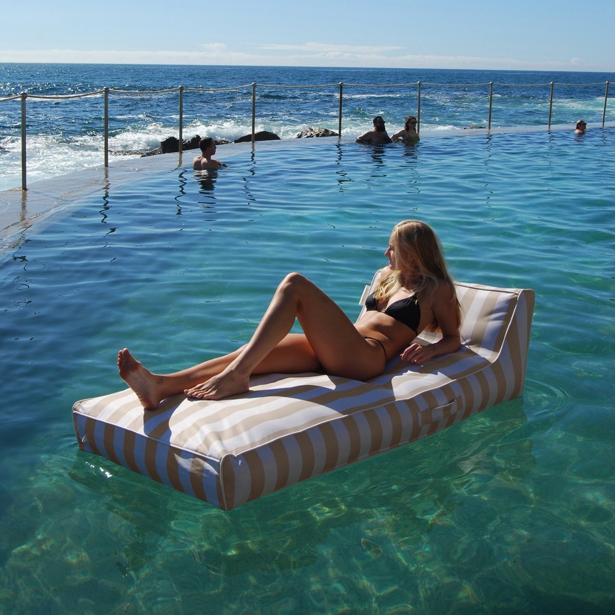 Luxe Lie-On Lounger - Oyster Stripe