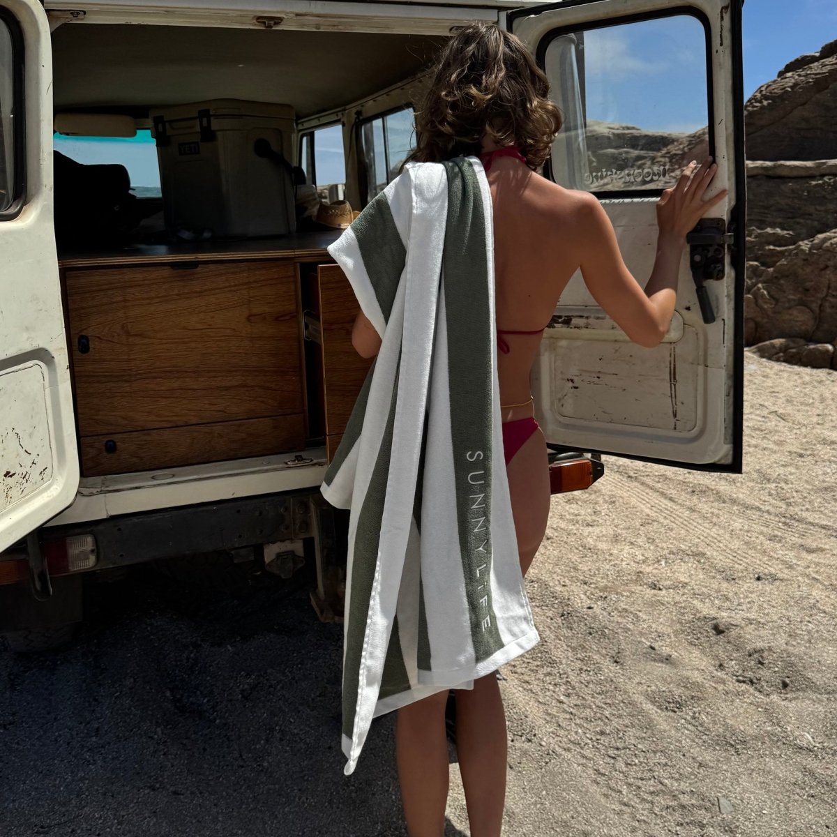 Luxe Towel - The Vacay Olive Stripe