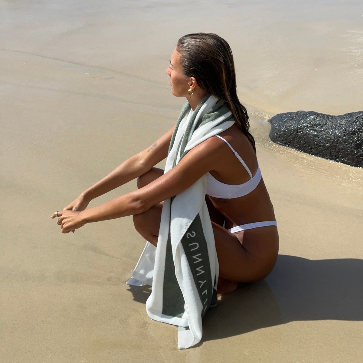 Luxe Towel - The Vacay Olive Stripe