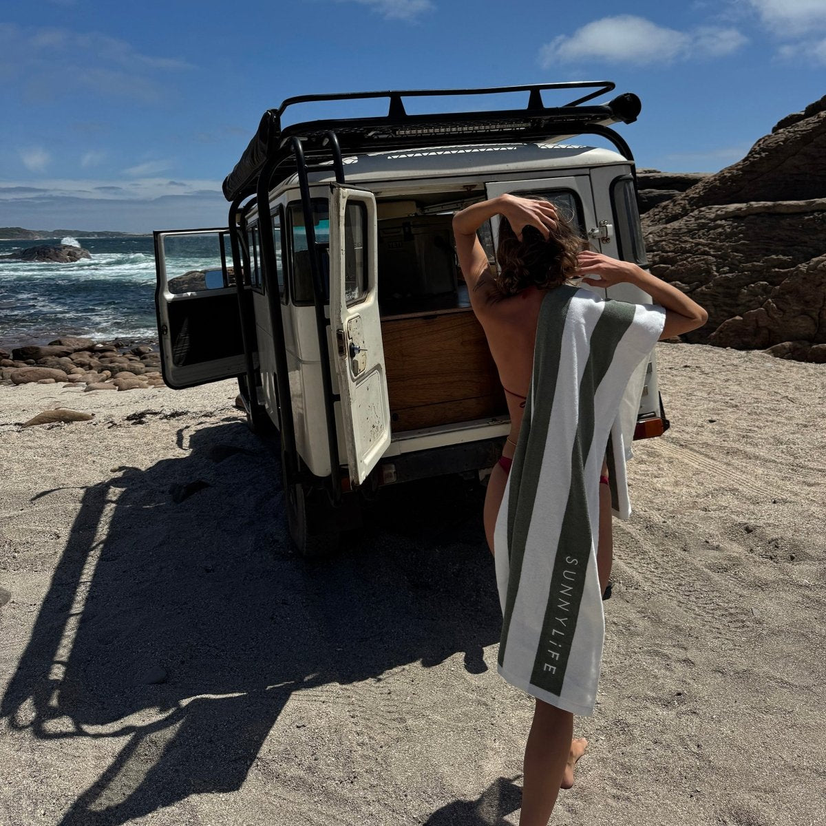 Luxe Towel - The Vacay Olive Stripe
