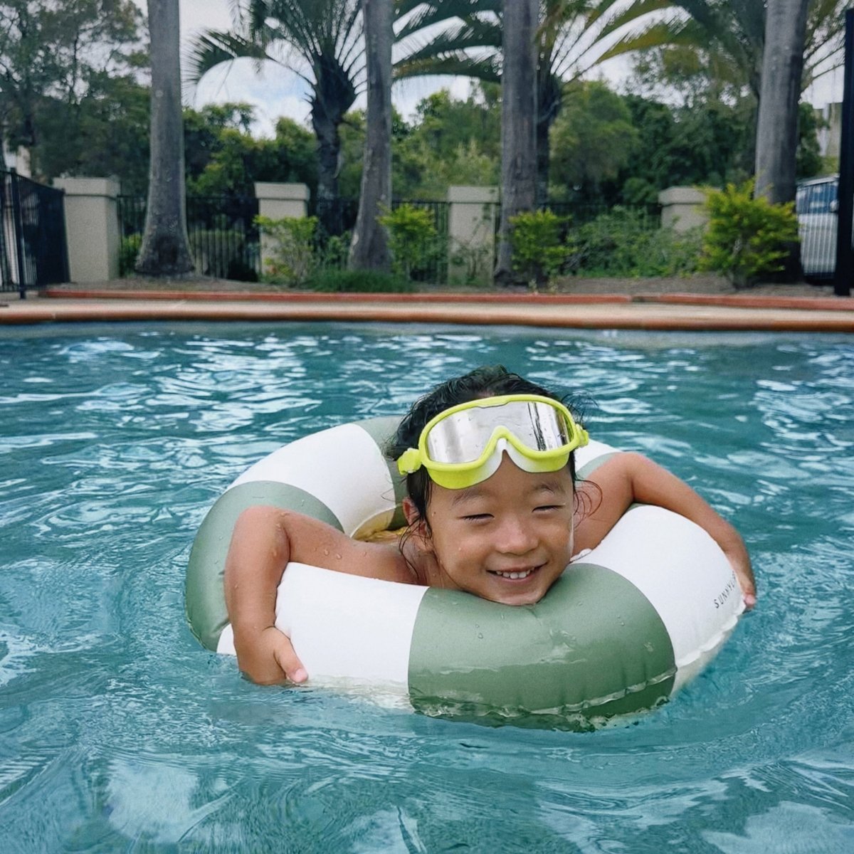 Mini Tube Pool Ring - Olive Stripe