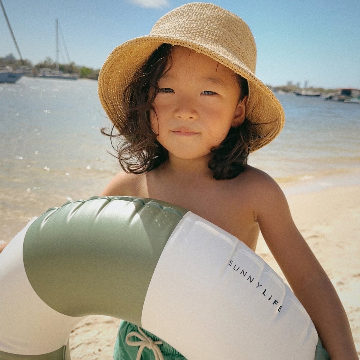 Mini Tube Pool Ring - Olive Stripe