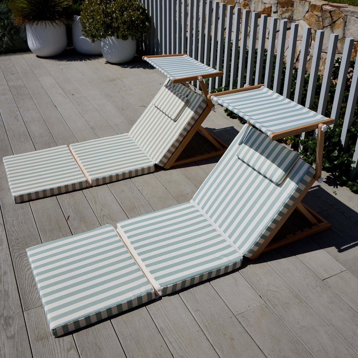 Pool House Daybed - La Palma Sage Stripe