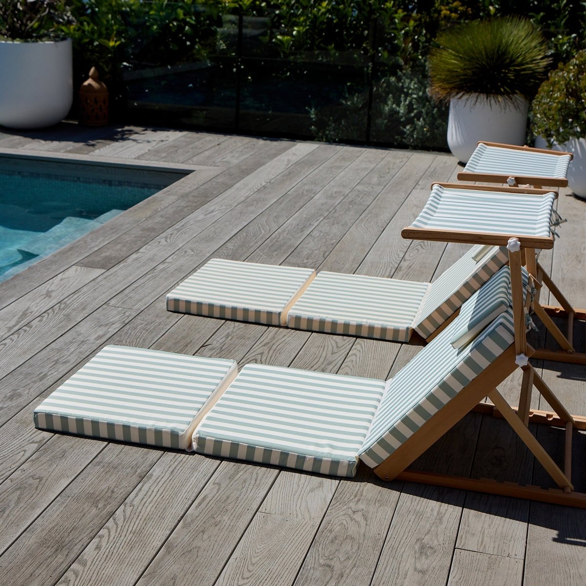 Pool House Daybed - La Palma Sage Stripe