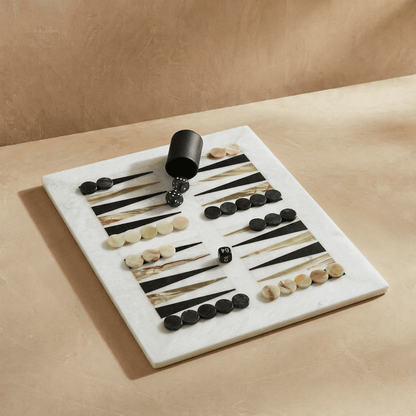 Luxury Marble Backgammon Set (Green Onyx and Black)