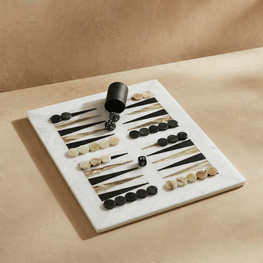 Luxury Marble Backgammon Set (Green Onyx and Black)