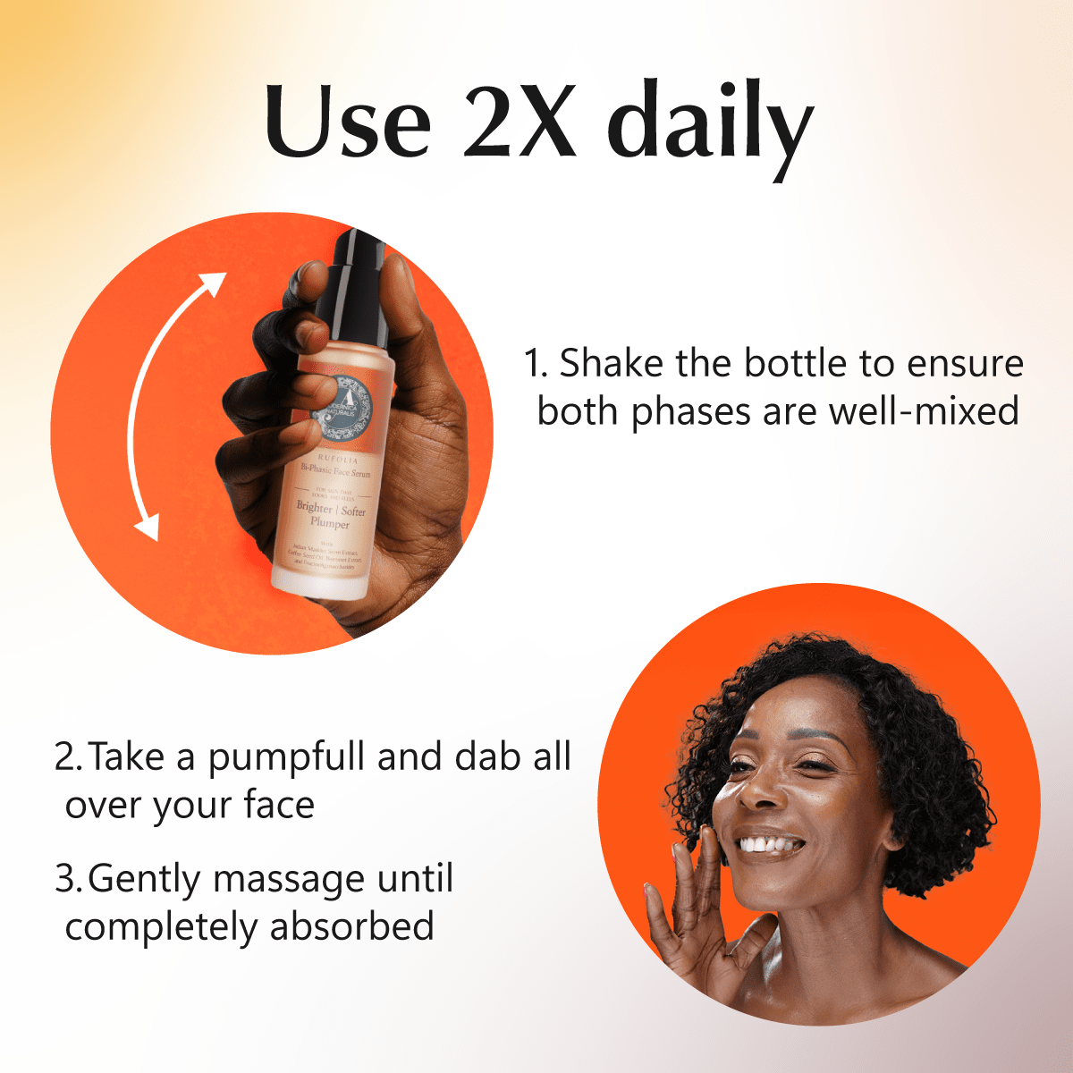 Rufolia Bi-Phasic Face Serum – Brightens, Softens and Plumps Dull, Crepey, Aging Skin – Water-Oil Hybrid Serum with Manjistha, Tomato, Coffee Seed & Plant-based Squalane – Best Bi-Phasic Face Serum For Mature Skin - With Clinically Proven Ingredients