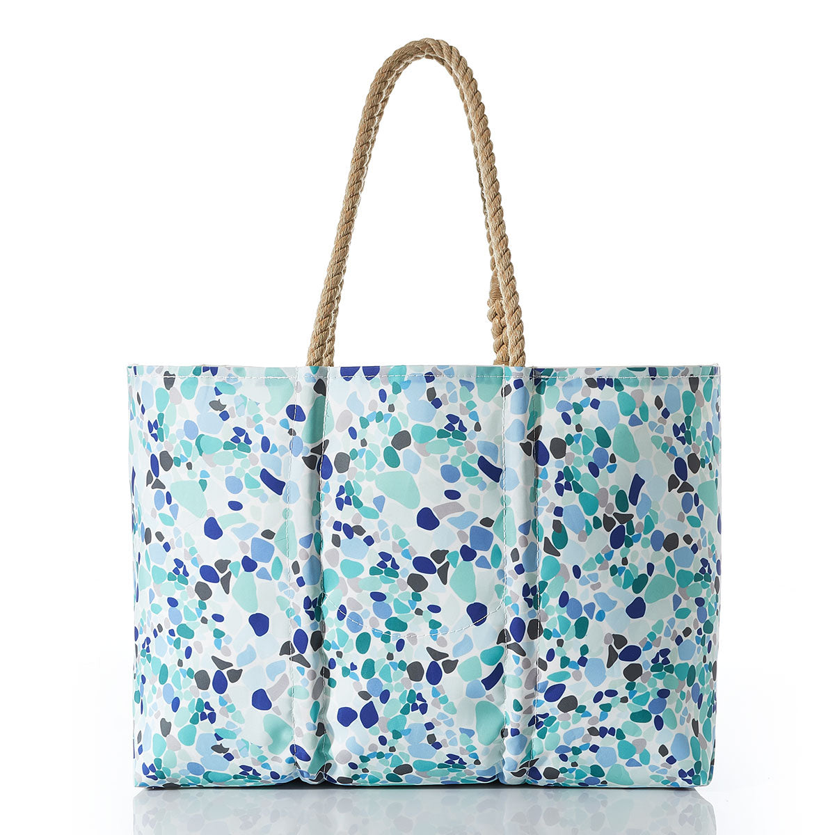 White Anchor on Sea Glass Print Large Tote