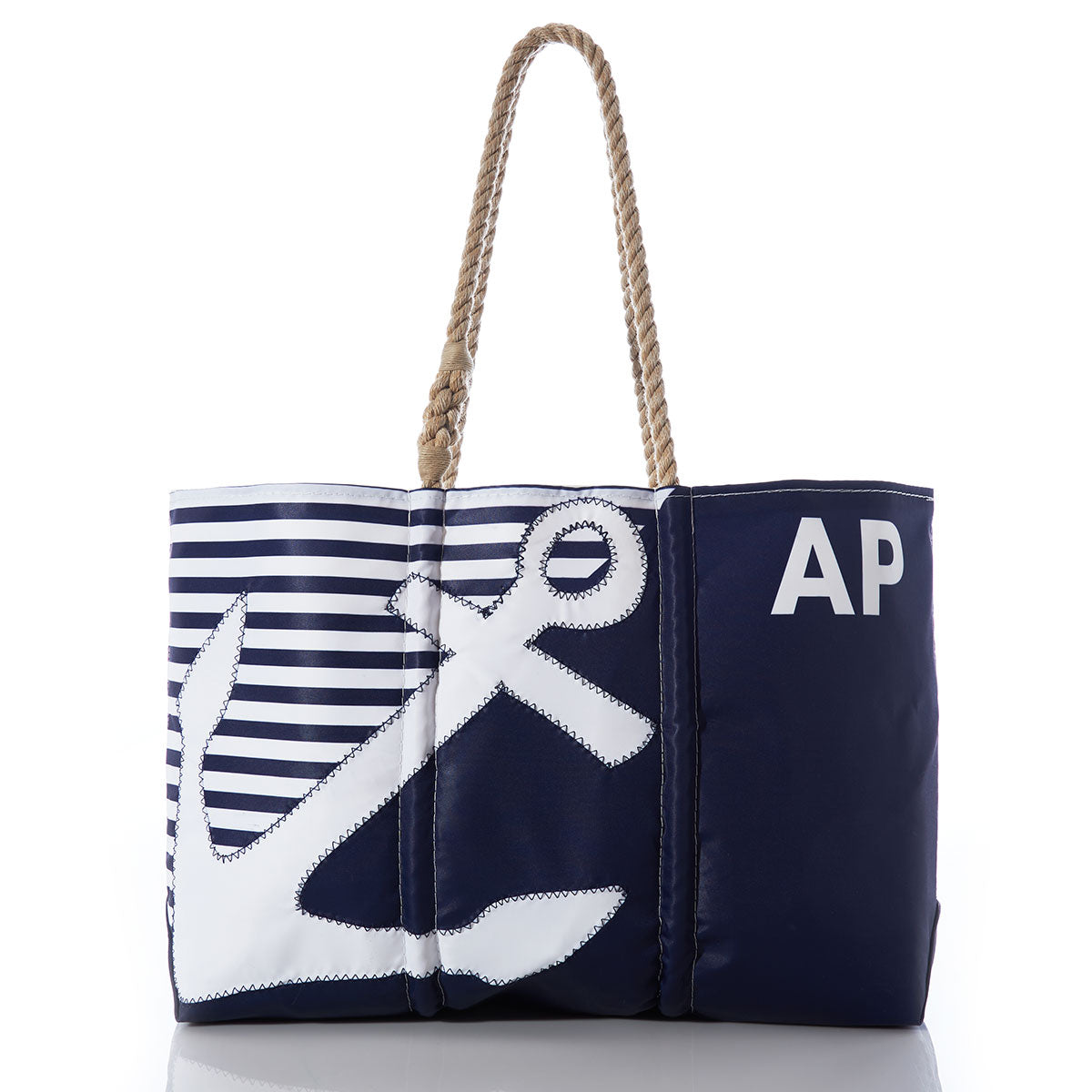Custom Monogram Breton Stripe Anchor Large Tote