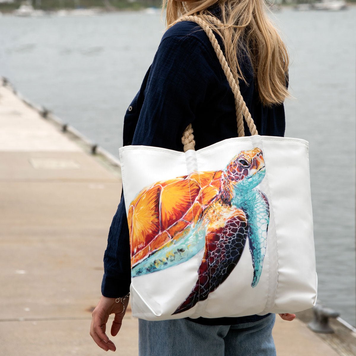 Multicolor Sea Turtle Medium Tote