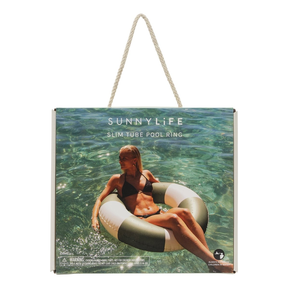 Slim Tube Pool Ring - Olive Stripe