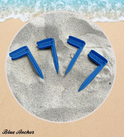 Secure Towel in Sand - Blue Anchors