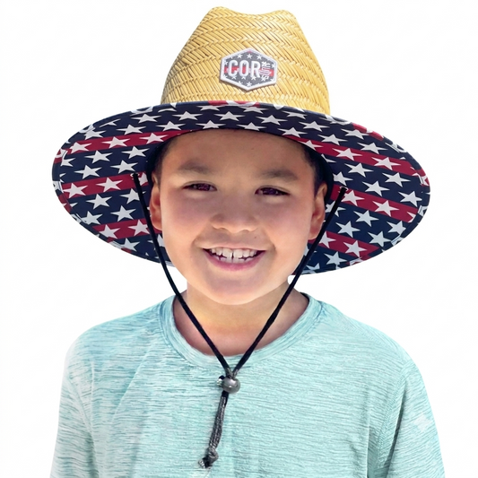 Kids Straw Hat for Boys and Girls - Patriotic