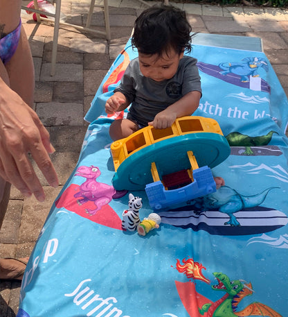 Surfing Dinosaurs Towel