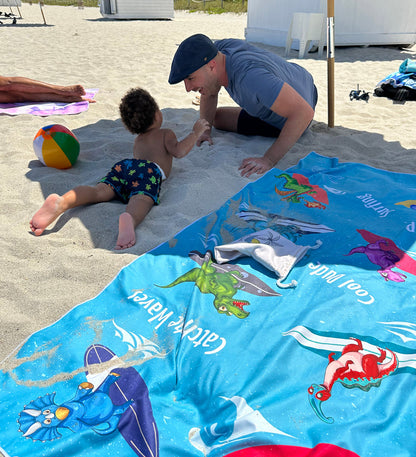 Surfing Dinosaurs Towel
