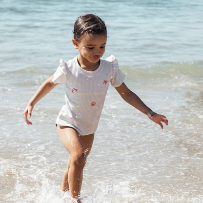 Swim Shirt Short Sleeves - White - White Pearl